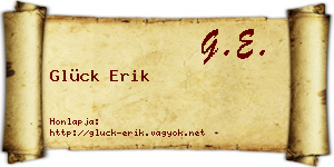 Glück Erik névjegykártya